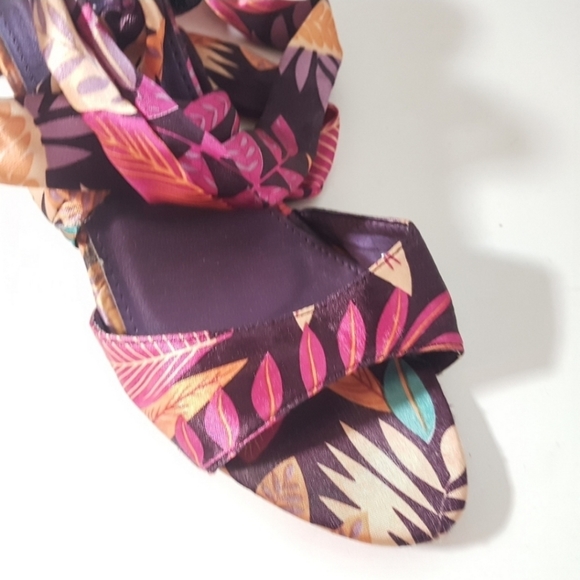 Satin wrap cork heel wedge sandals by Noblez - Picture 1 of 5